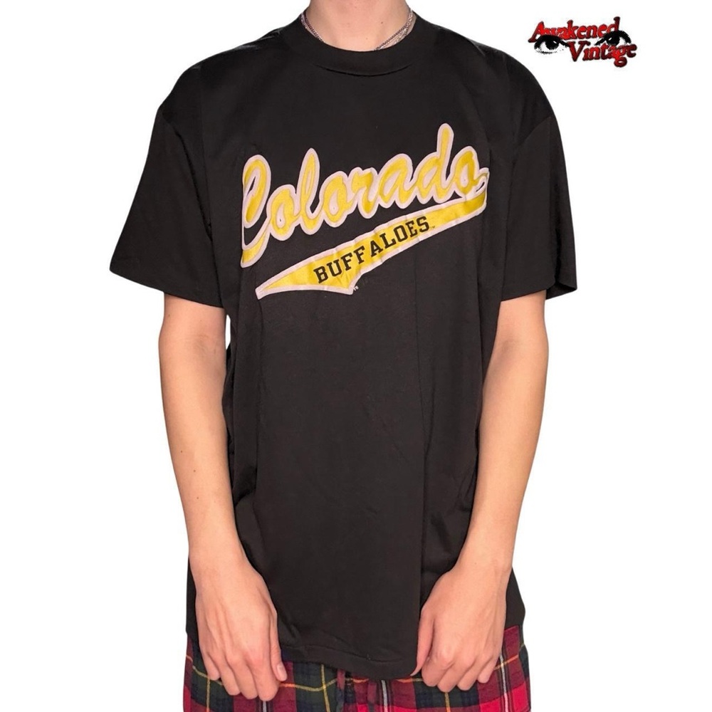 Vintage Colorado Buffaloes 90s made in USA retro black tee size XL puff print